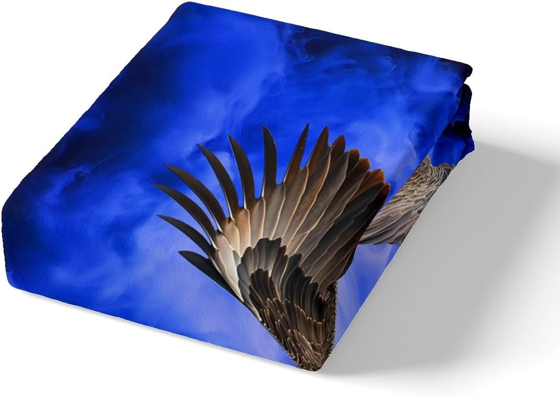 Homewish Eagle Print Duvet Cover Set Toddler Size,Retro Bird Animal Wildlife Reversible Quilt Cover for Kids Boys Girls Blue Fire Flame Smoke Black Bedding Set with 1 Pillowcase,No Comforter