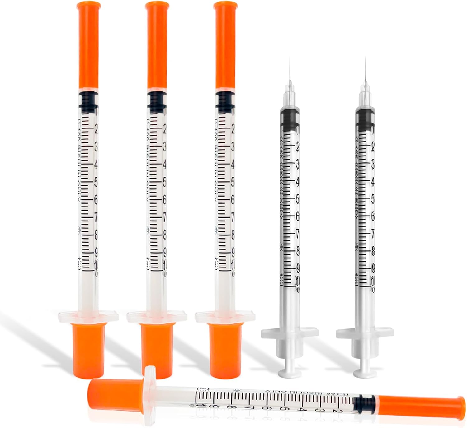 100 Pack Syringes with Needle, 1ml 31G 5/16 Inch 8mm Disposable Syringe, U-100 Lab Tools, Individual Wrapped