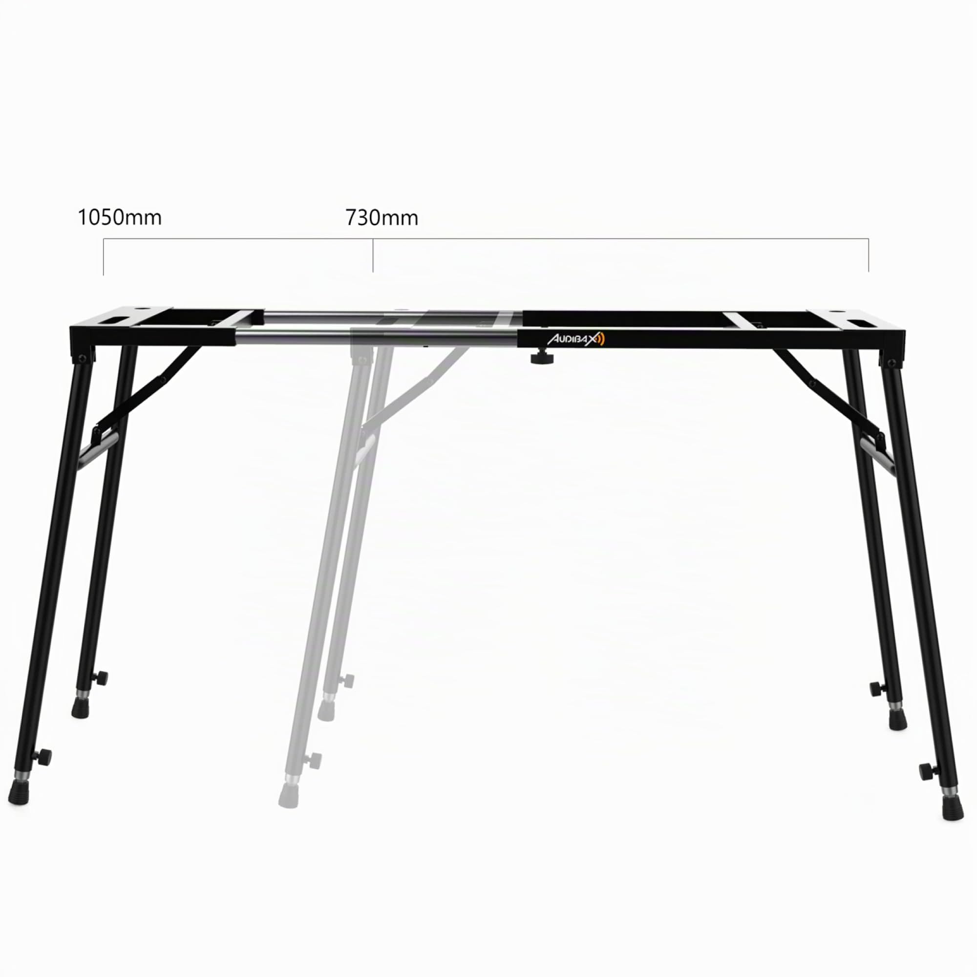 Audibax Onyx Pro 1 - Supporto Regolabile per Tastiere e Mixer - Carico Massimo di 50 kg - Supporto per Superficie Piana - Regolabile in Larghezza e Altezza - Protezioni per Pavimenti in Gomma