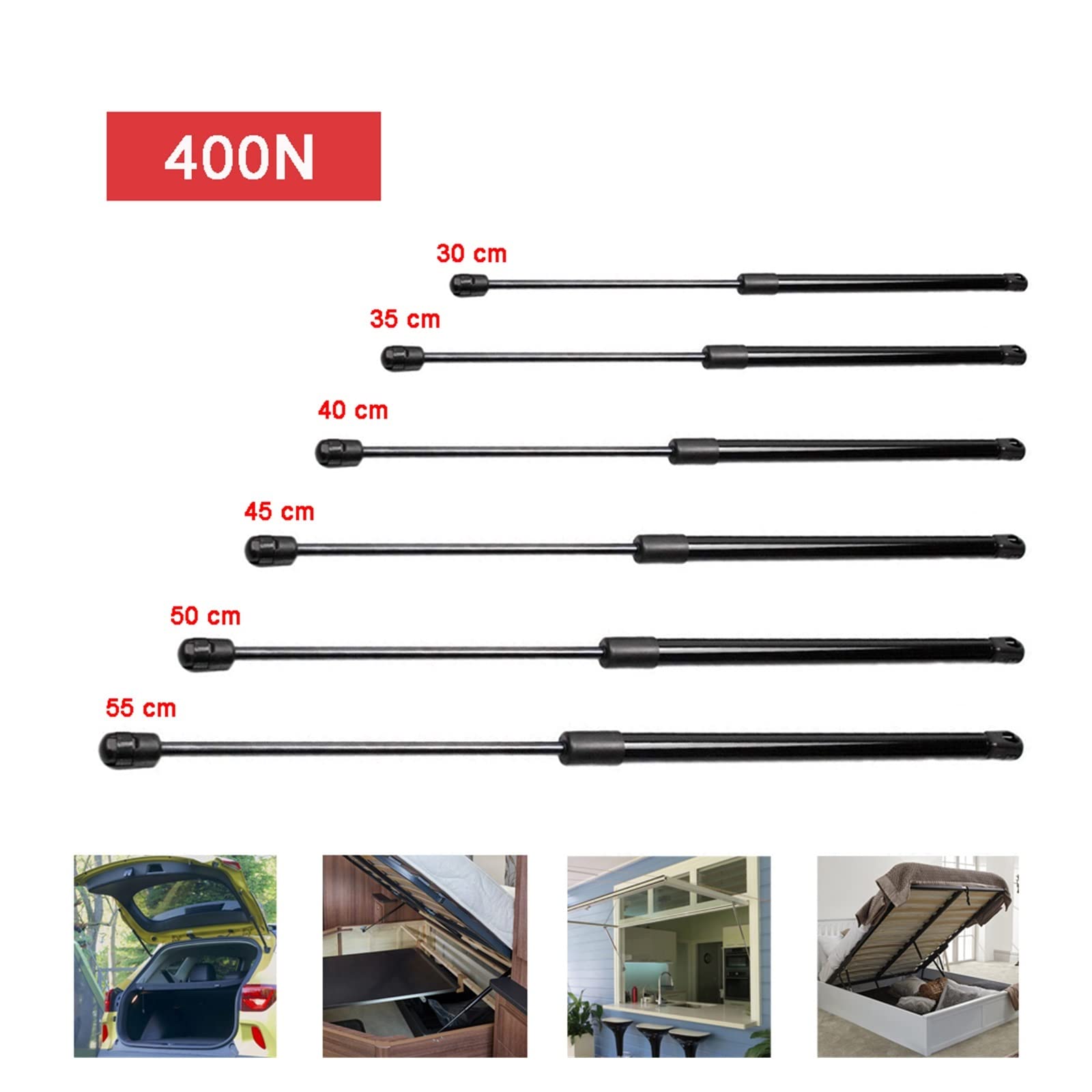 Heckklappendämpfer 2 Stück 400N 30/35/40/45/50/55cm Gasdruckfedern Lift Unterstützt Gasfeder Für Werkzeugkasten Wohnmobil Bett Auto Wohnwagen Tür Fenster Boot Bus Gasfeder Heckklappe (Größe : 50cm)