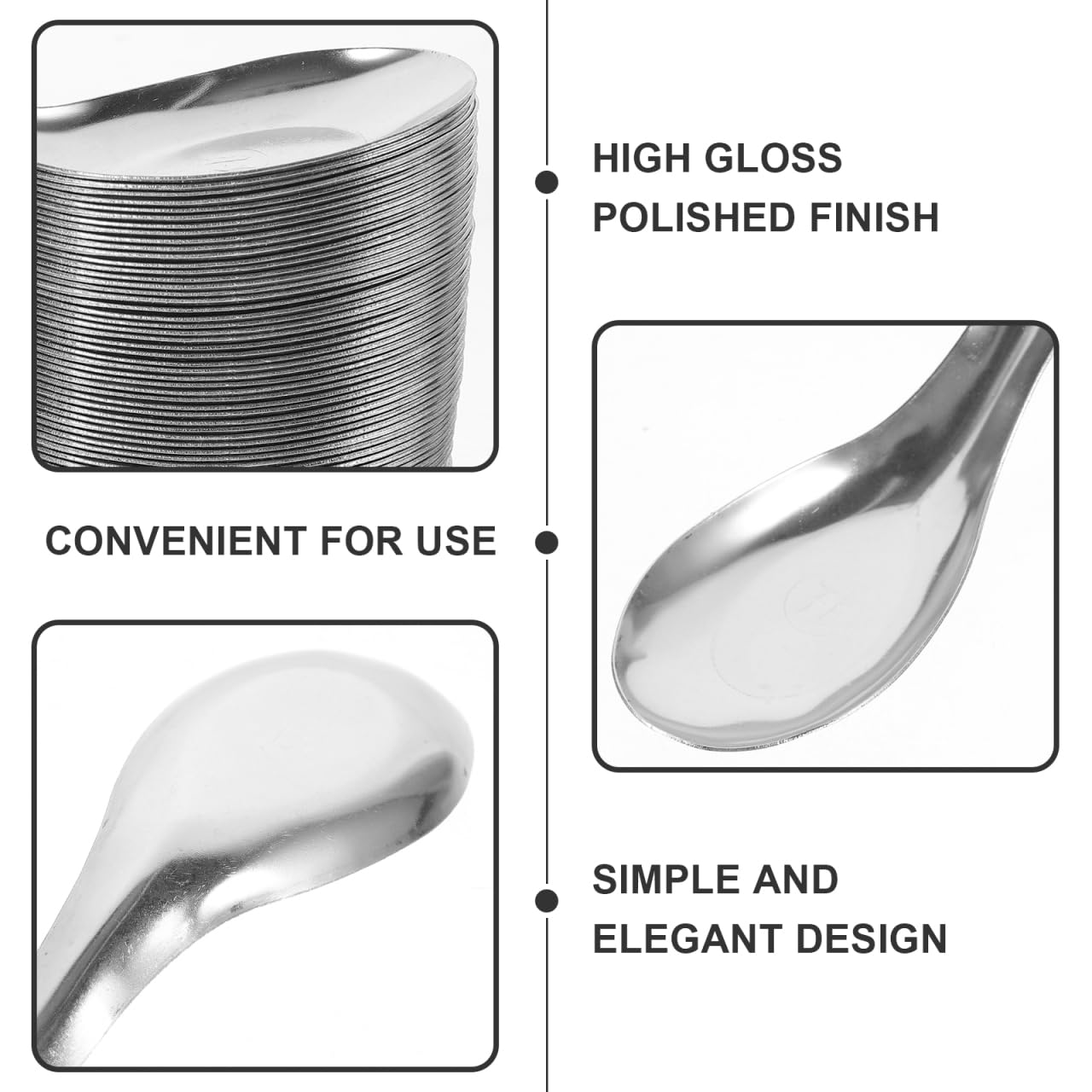 DOITOOL Set di 50 cucchiai da minestra in acciaio inox, spessi 13 cm, per casa, ristorante, ufficio, con finitura lucida