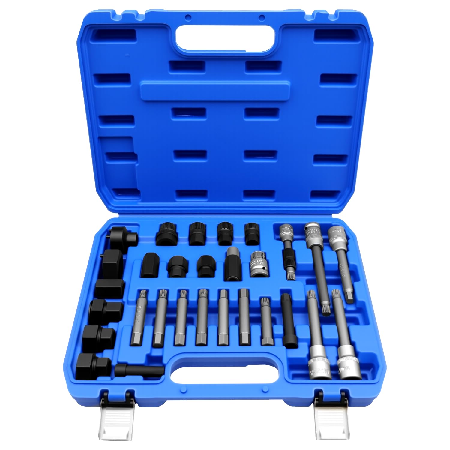 ZKTOOL 30 piezas Juego de Herramientas de Extracción de Polea de Ranura de Alternador Automotriz, Juego de Brocas de Tope Trasero para Alternador, Extractor de Volante, Herramienta de Polea