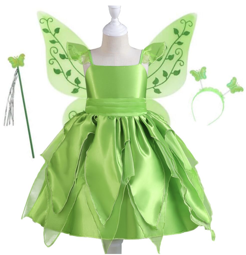 Yalla babYGirls Elf Dress Costume for Kids Girls Princess Dress Up with Free Accessories - 90-130 cm 3-8 Years Birthday Party Cosplay Elf Outfits