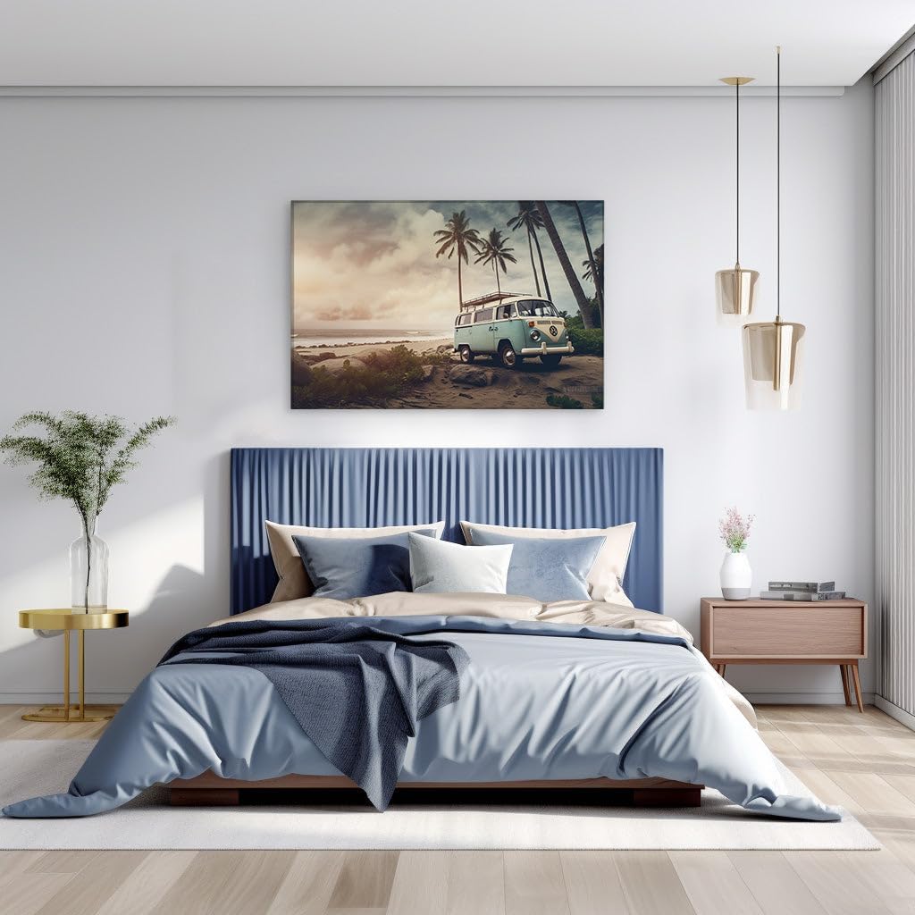 Canvas for Living room. Sunset Serenity: A Vintage Beach Escape, 27 x 18 inch Canvas Wall Art - Contemporary Masterpieces - Retro Home Decor - 69x46 cm (27x18 inch)