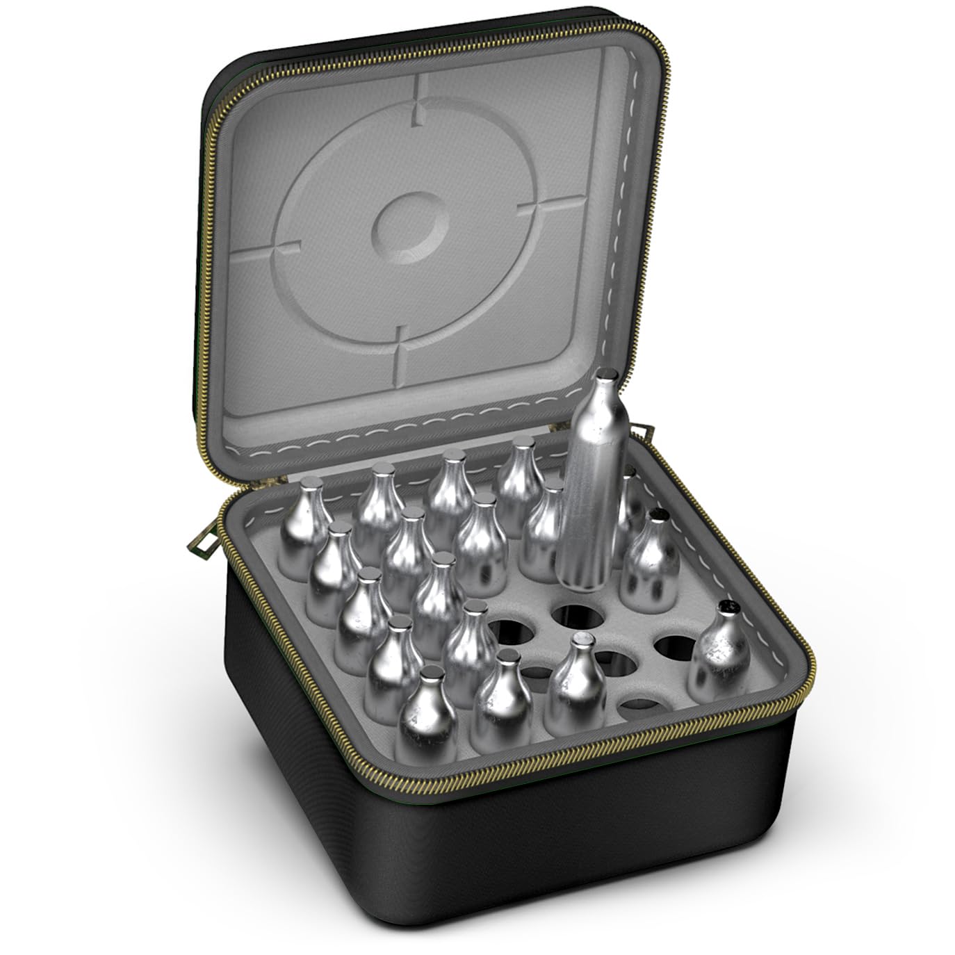 SHBC 12g Co2 Cartridges Case Safe for Airsoft Pistol Hunting BB Gun Silent Travel Organizer Holder Compatible with Crosman Umarex, Protect Bullets,Black