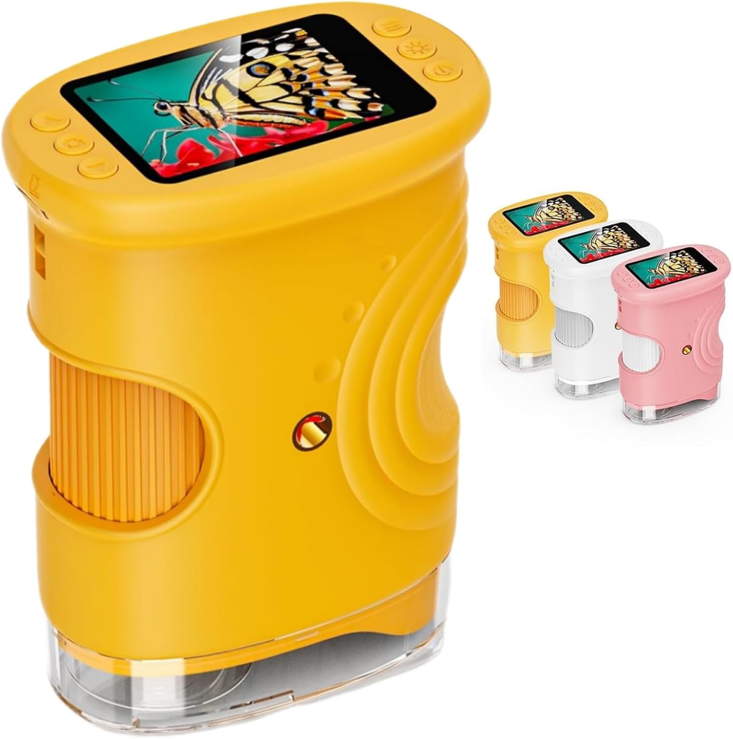 1000X Handheld Microscope for Kids, 4K 2.0" IPS Screen Rechargeable Pocket Digital Microscope with Slides Kit, Portable STEM Science Toy for Age 4-12 Year Old Boys Girls Students Toddlers (Yellow)