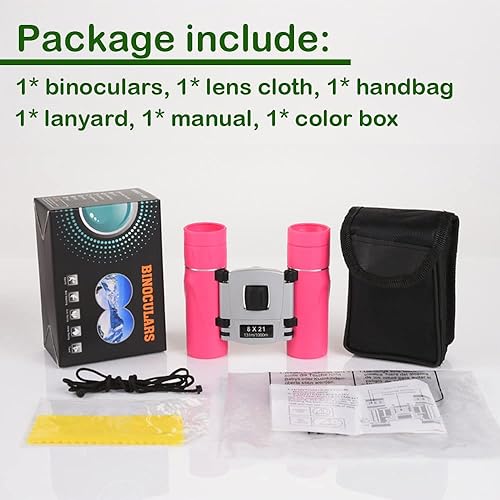Miniatura 5 de Binoculares compactos de 8 x 21 para adultos y adolescentes, mini prismáticos ópticos completos pequeños para observación de aves, ópera,