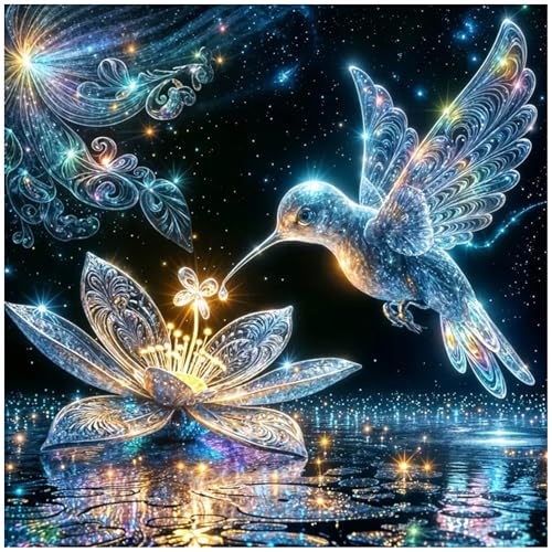 Image of Hummingbird Stamped Cross Stitch Kits for Adults -Embroidery Kits for Beginners Adults,11 CT Patterns Dimensions Counted Cross Stitch Kits for Adults Arts Craft 14x14 inch