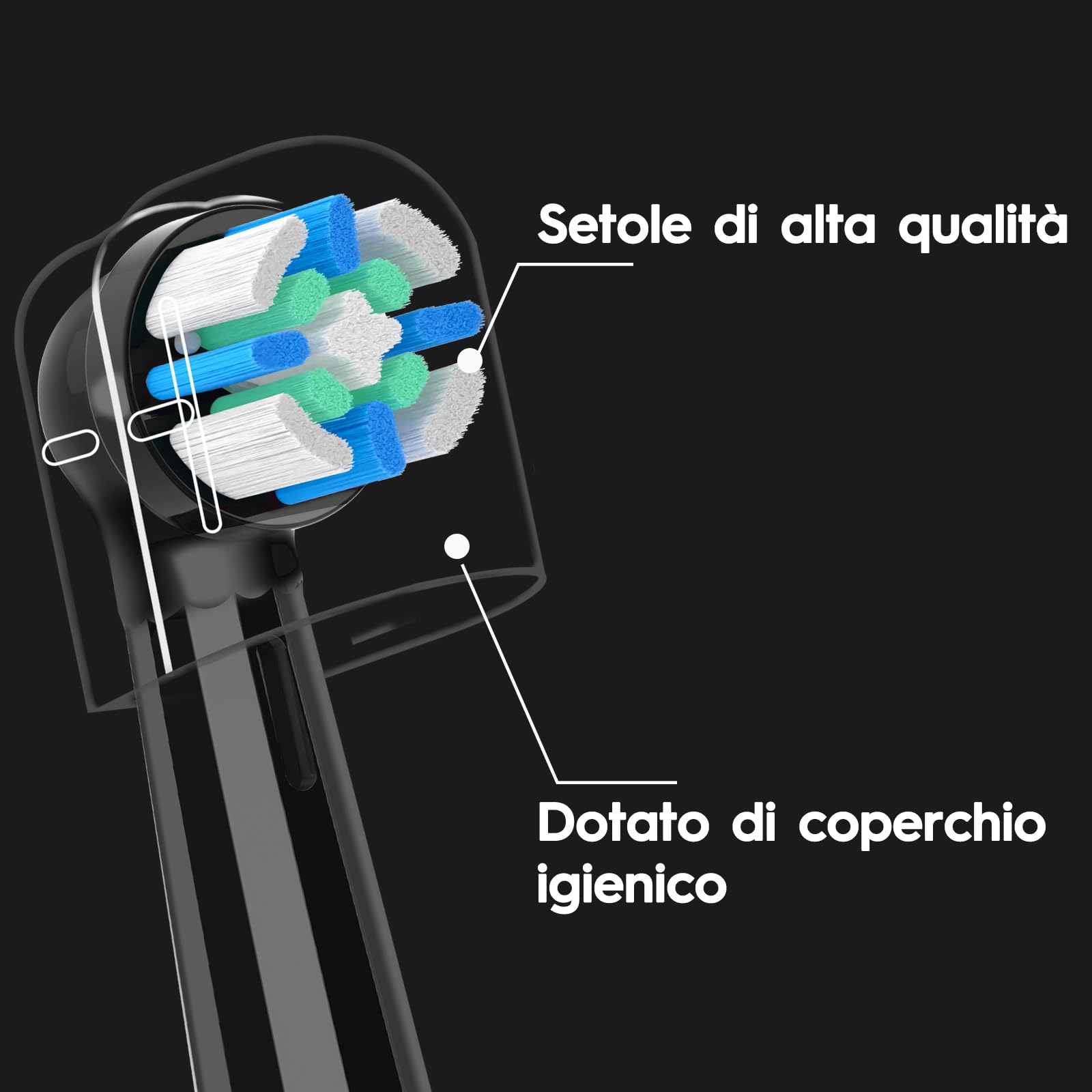 12 cabezales de cepillo compatibles con Oral B IO cepillo de dientes eléctrico, cabezales compatibles con Oral B IO 2/3/4/5/6/7/8/9/10 (negro)