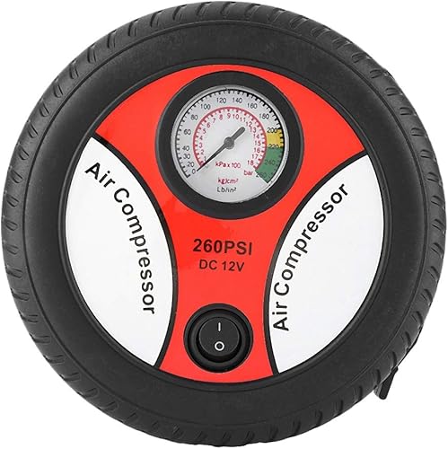 Miniatura 6 de Bomba de compresor de aire portátil, 12 V, 260 PSI, medidor de presión visual de neumáticos para coche, motocicleta, bicicleta