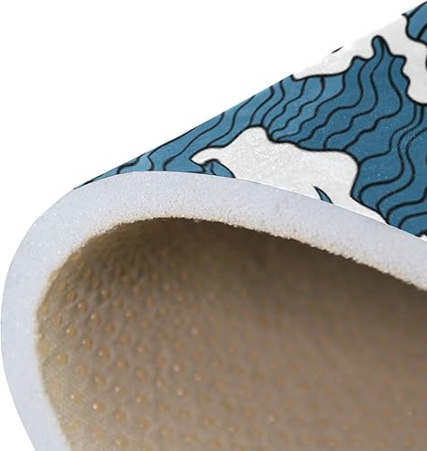 Miniatura 5 de Felpudo asiático japonés azul océano olas y sol, 31 x 20 pulgadas, decoración de entrada para interior y exterior