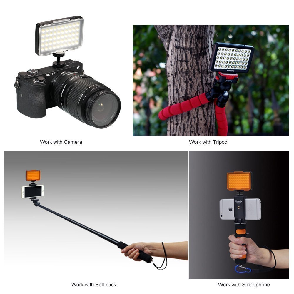 Pannello LED Commlite CM-L50BII Dimmerabile 50 LED | Luce Da 6880 Lux Con Filtri E Batteria Integrata Per Fotocamere E Smartphone