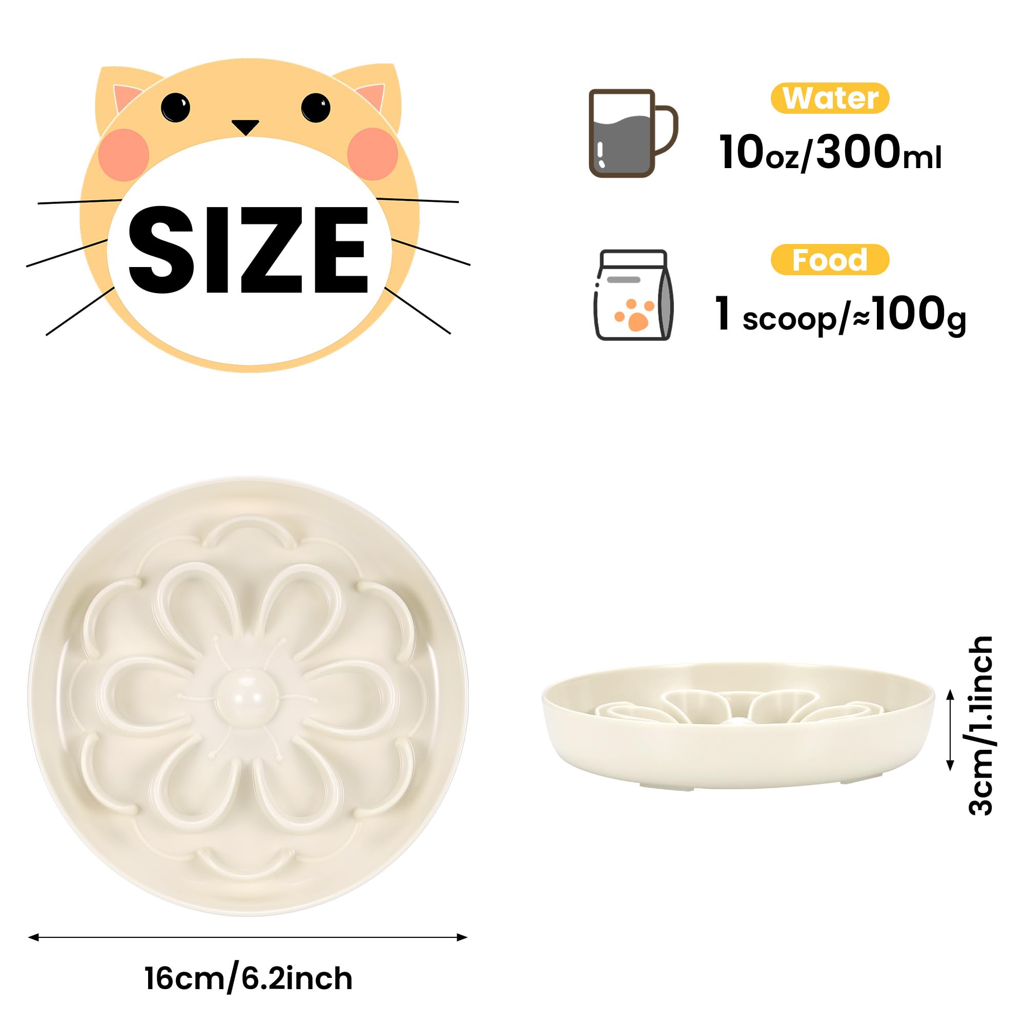 Ciotola Anti Ingozzamento Per Gatti E Cani Piccoli - Design A Fiori Con Base Antiscivolo