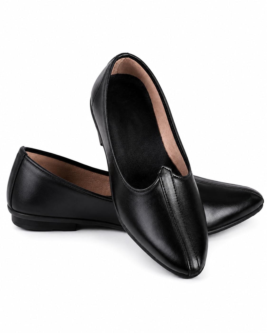 r rj trends Men's Black Nagra Jutti, Slip-On Mojari Style, Pointed Toe Punjabi Jutis-picture-20
