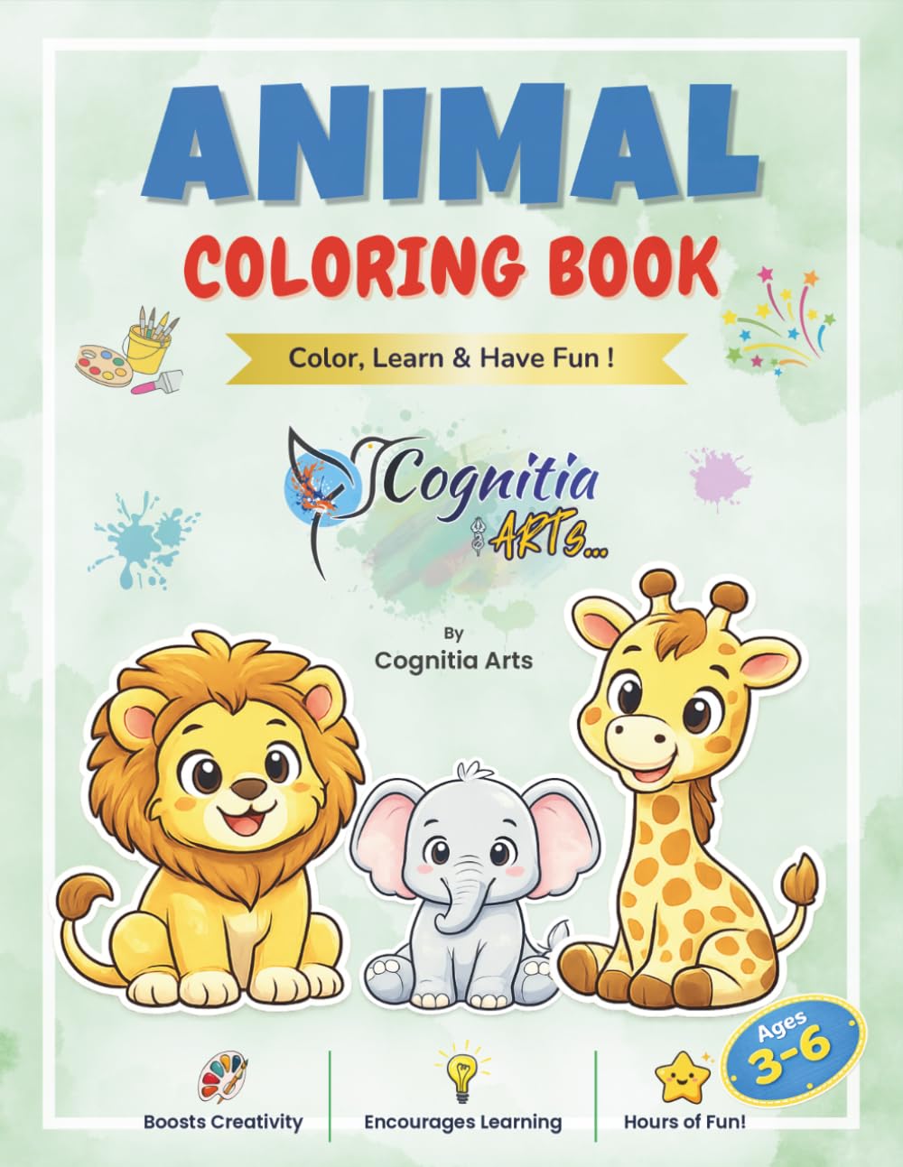 Animal Coloring Book: Fun and Easy Coloring Pages for Kids Ages 3–6