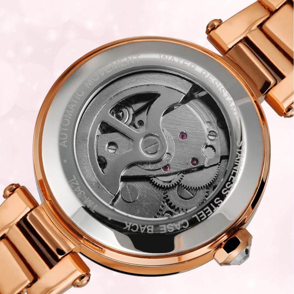 Bling strass scava fuori orologio meccanico automatico per le signore unico scheletro design impermeabile in acciaio inossidabile donne eleganti orologi diamante