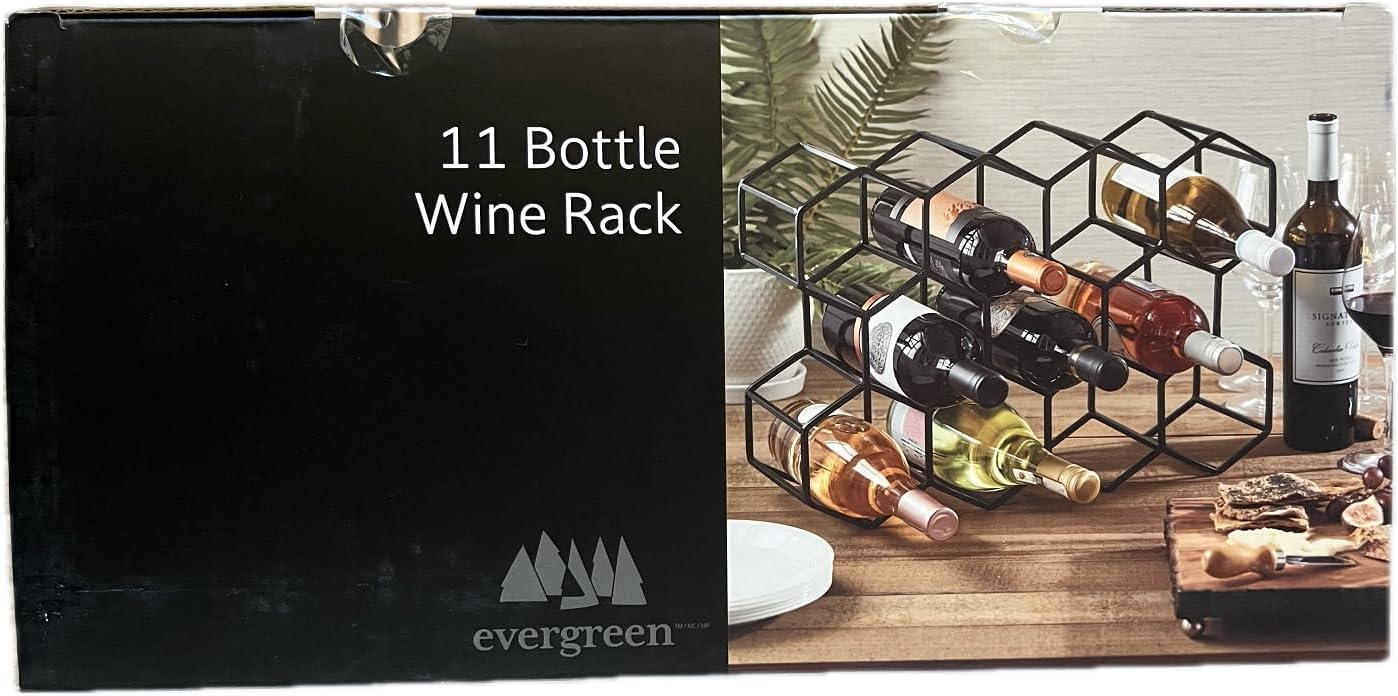 Evergreen Wine Rack, 11 Bottle Capacity, Black