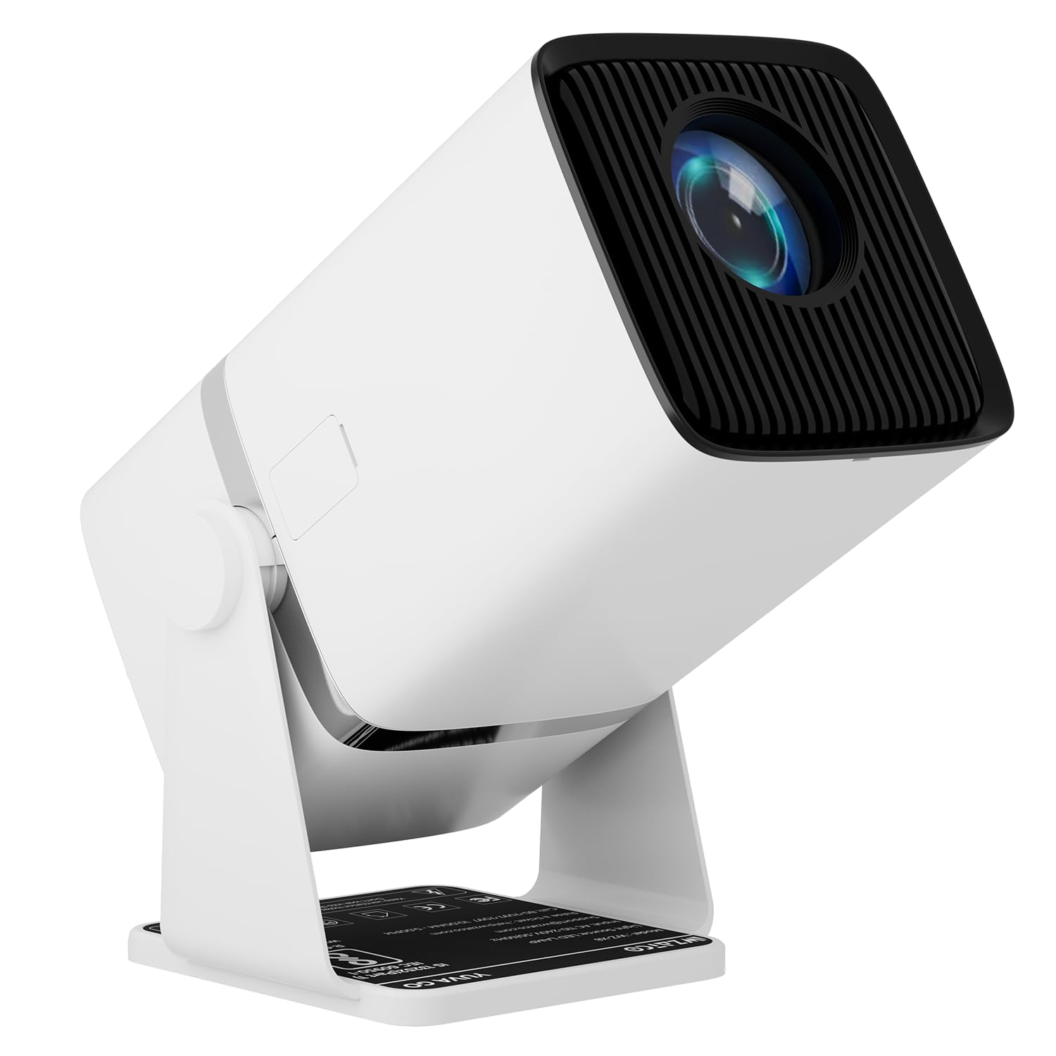wzatco yuva go android 13.0 smart projector, 2x brighter, 1080p & 4k support, rotatable design, auto & 4d keystone with netflix, prime etc, wifi 6 & bt, screen mirroring, arc, 720p native, white