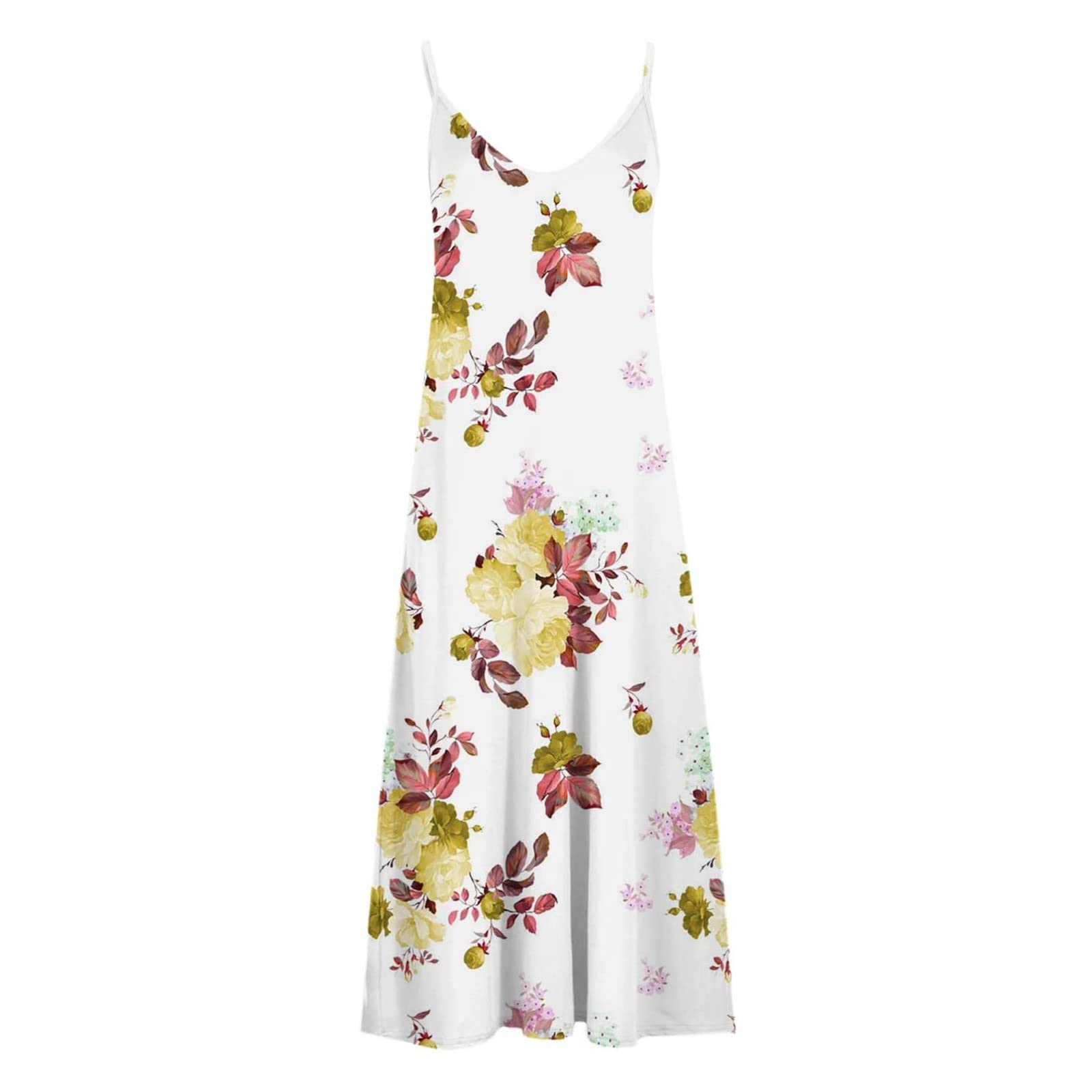Abito da Donna a Canotta Lunga con Stampa Senza Maniche Abito Lungo da Donna Casual con Scollo a V Vestito Maniche Sportivo