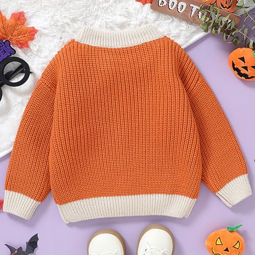 Toddler Boys Girls Halloween Pumpkin Sweater Knitted Crewneck Sweatshirt Fall Festival Pullover Shirt Casual Clothes4