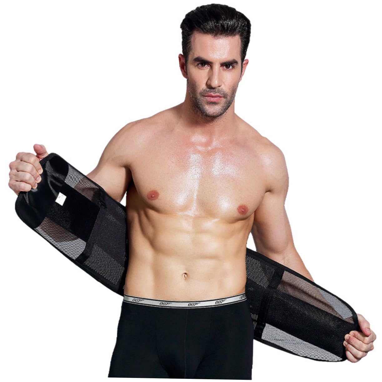 VICASKY Men Waist Trimmer for Slimming Body Wrap for Exercise Support for Abdomen Lower Back Black