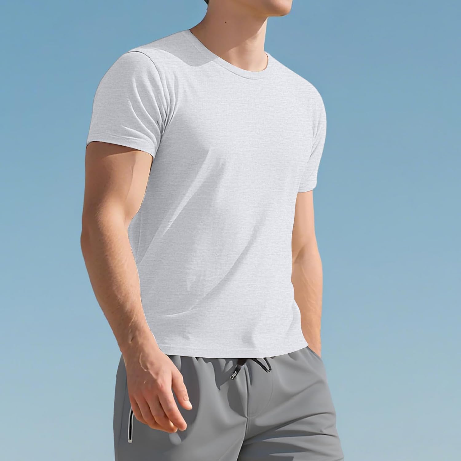 WENKOMG1 Men's T Shirt Short Sleeve Lightweight Quick Dry Athletic Workout Gym T-Shirt, M-3XL