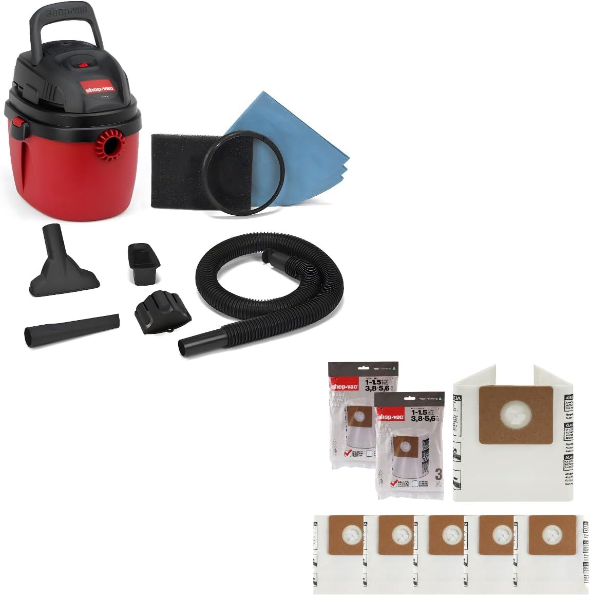Shop-Vac 1.5 Gallon 2.0 Peak Wet Dry Vacuum 90667 1.5-Gallon All Around Collection Bag,6 Pack