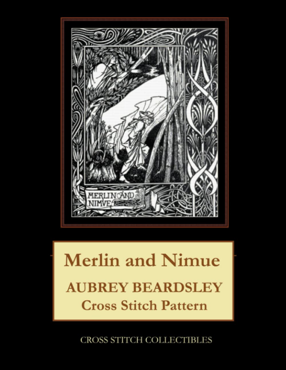 Merlin and Nimue: Aubrey Beardsley Cross Stitch Pattern