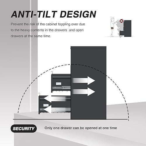 Miniatura 8 de JAORD Archivadores de letras de metal con cerradura, archivador vertical de acero para oficina, hogar, 17.72 pulgadas de profundidad x 14.96