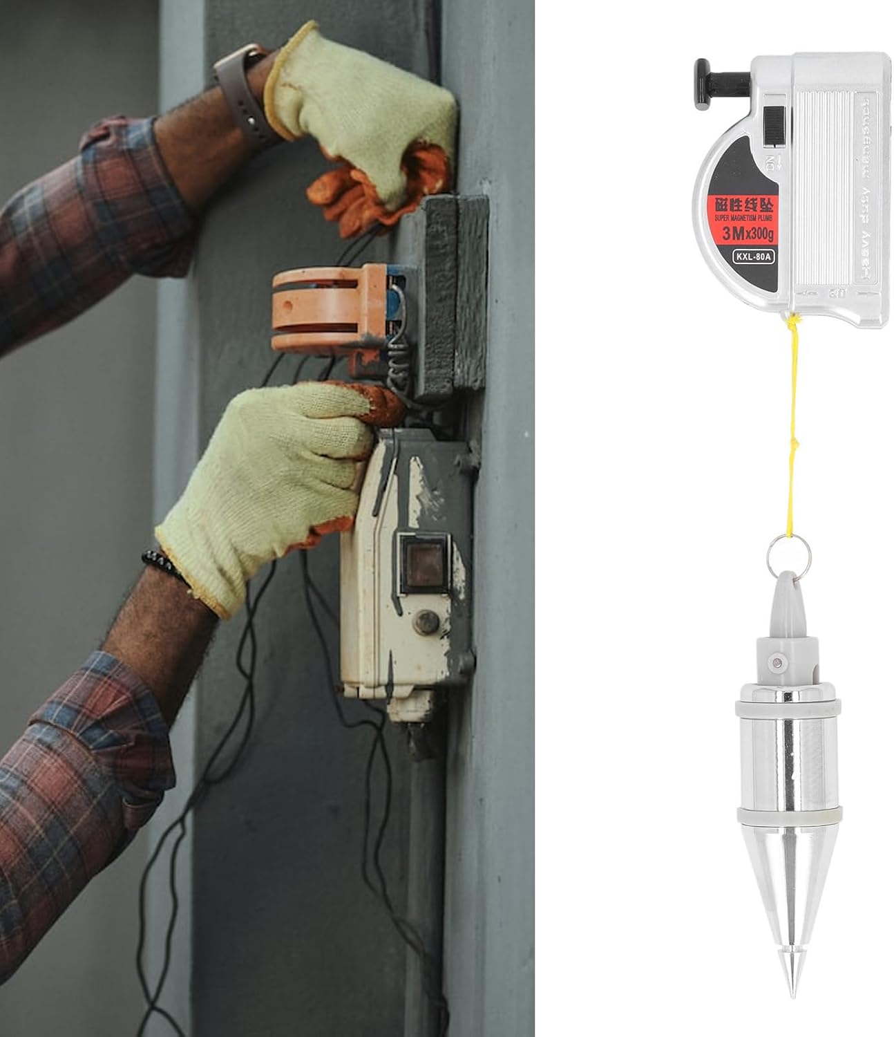 Magnetic Wire Hammer Quickly Stabilize Adjustable Flexible Hammer Line Plumbbob for Vertical Measurement