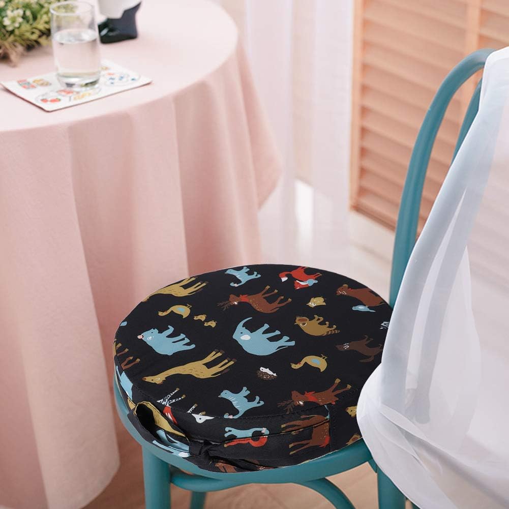 Chair Floor Pillow, Round Seat Cushion Washable Floor Pillow Heightening Seat for Infant Baby(藏青动物)