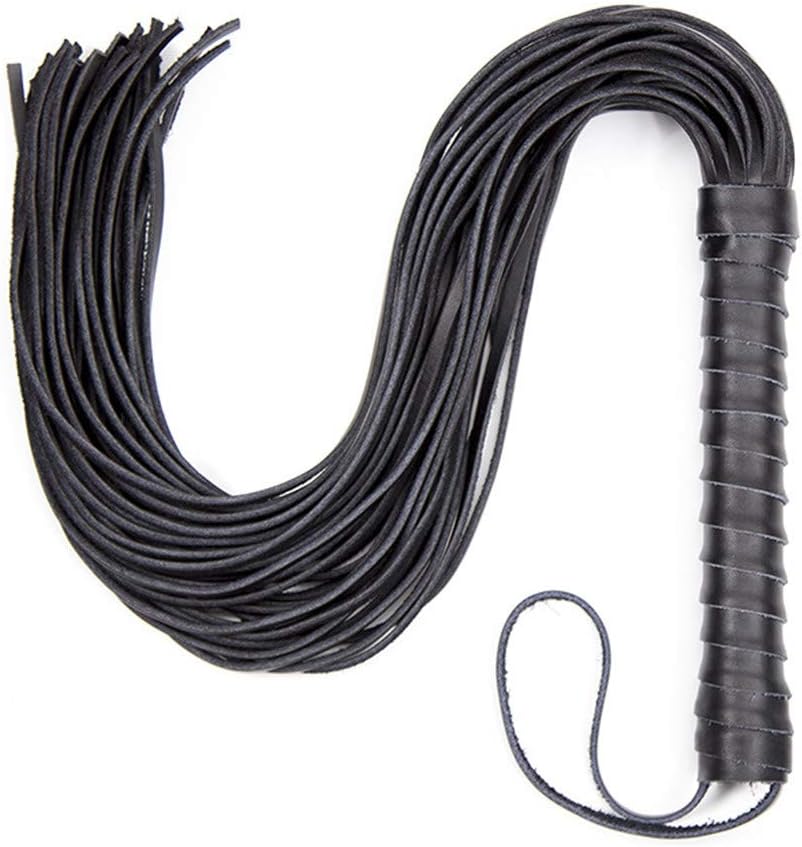 Genuine Leather Scattered Whǐp Spǎńkińg Flōggêrs Paddles B+D+S-M Bo`ndà-gé Role Play Toys (Black)