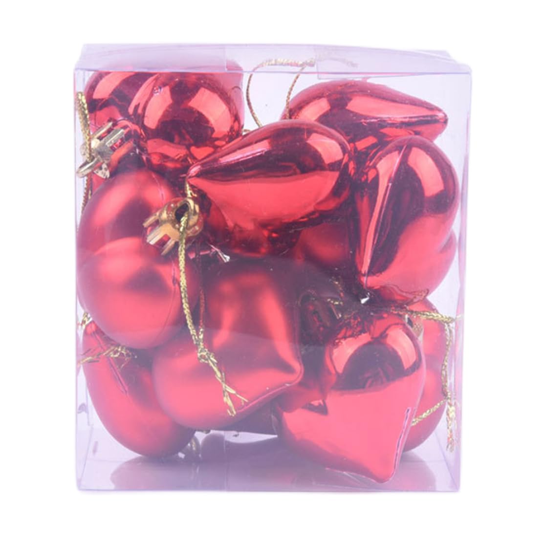 Azidweryq Red Christmas Heart Baubles Glitter Baubles Decorations Xmas Tree Hanging Ornaments For Wedding Party 12Pcs Glitter Heart