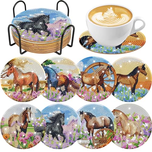 CRASHOT Spring Horse Diamond Art Coasters