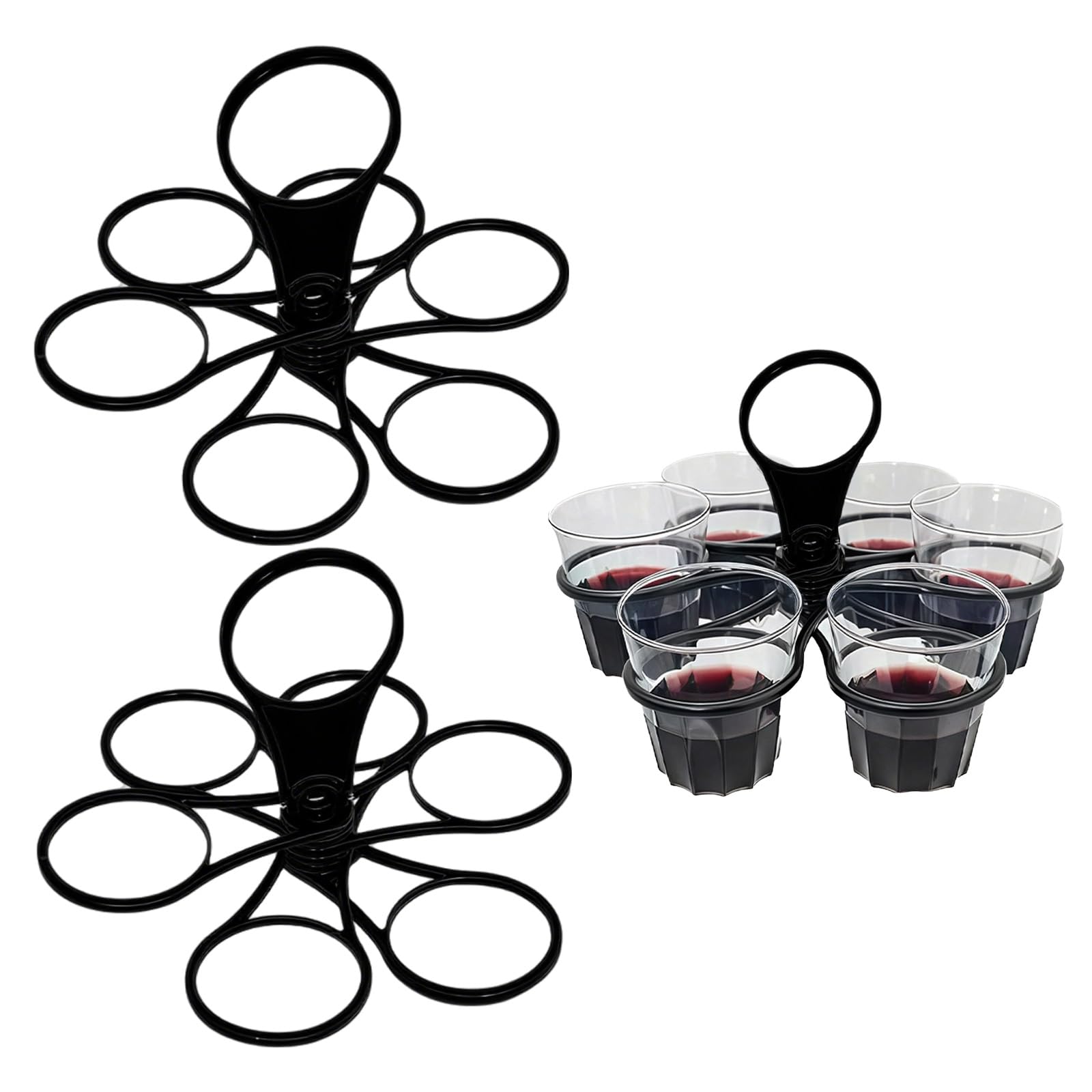 Lot de 2 porte-gobelets pliables - Pour jusqu'à 12 tasses - Porte-café rotatif avec poignée - Pour festivals, événements sportifs, concerts (noir)