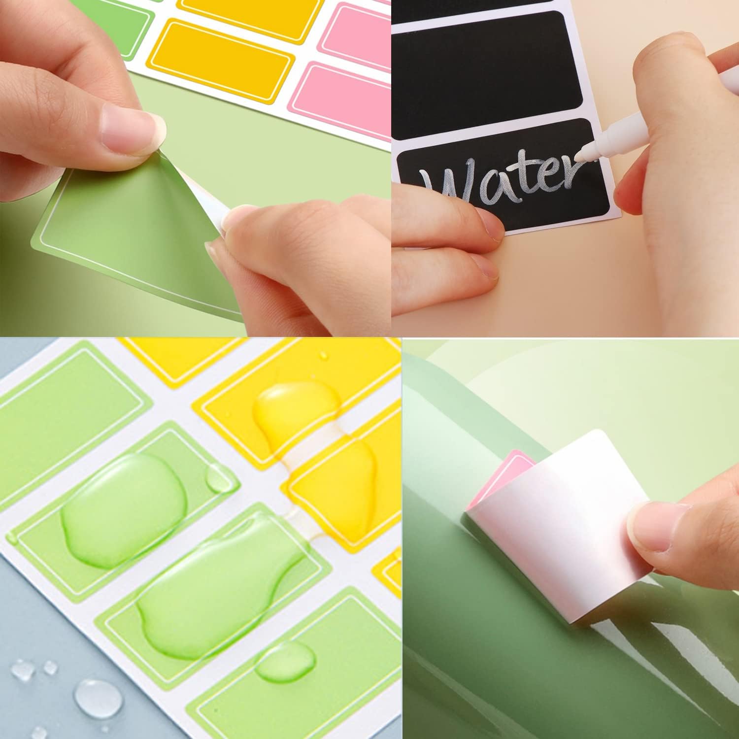 160pcs Color Blank Waterproof Self-Adhesive Labels, Removable Labels Stickers for Daycare,Jars,Food Containers,Baby Water Bottles,Office and Kids School Supplies,with 4 Marker Pens