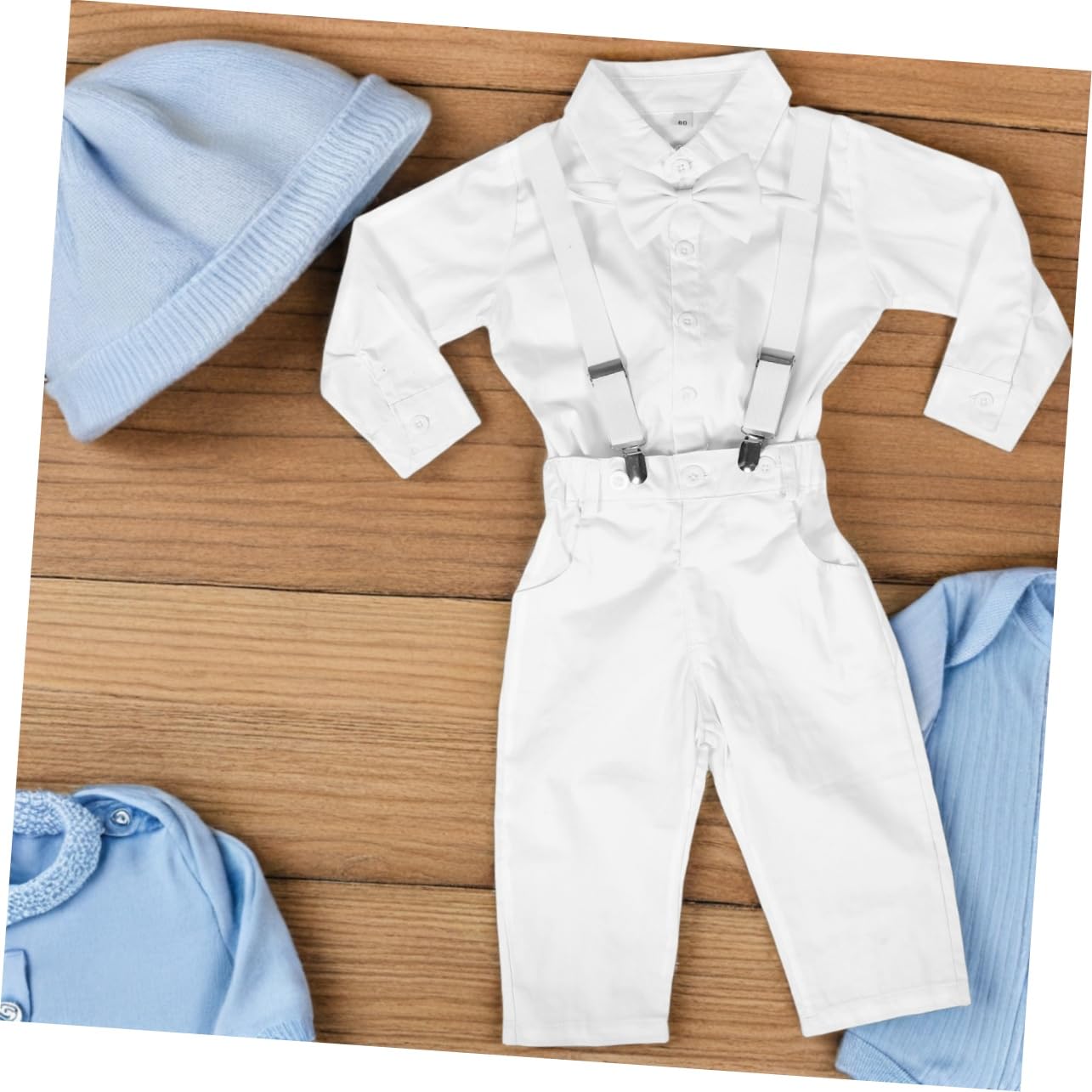 Traje de bautismo infantil camisa de manga larga para bebé trajes para pequeños para bodas atuendo de chico de shower Traje de caballero bebé algodón blanco