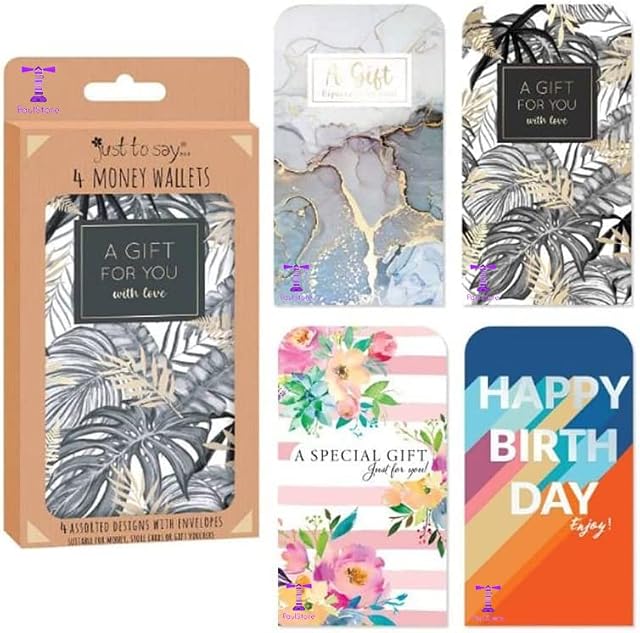 Pack of 4 Money Envelopes Gift Wallet Envelope General ~ Self-Sealing