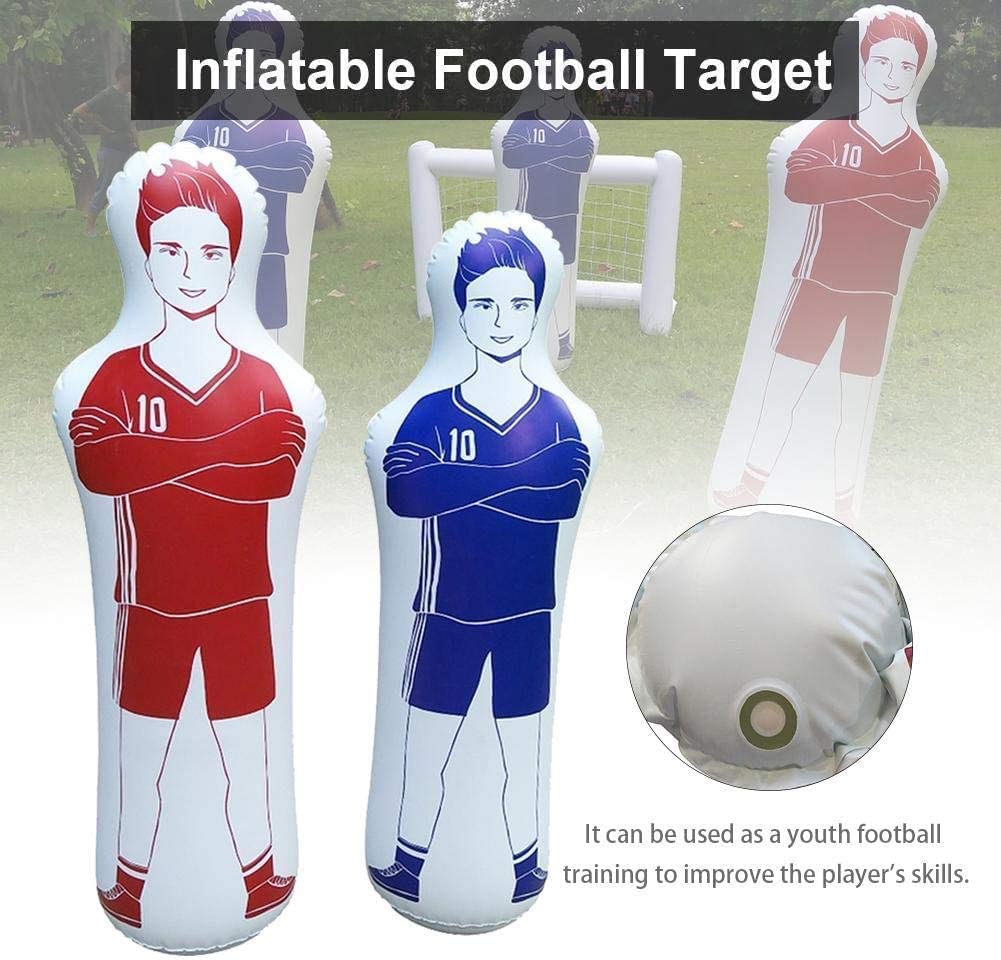 1.6m Gonflable Football Formation Objectif Gardien, Stand Tumbler PVC De Football Gonflable Mannequin De Formation, pour la Pratique du Football et Dribble Mur Passant Exercices (Bleu)