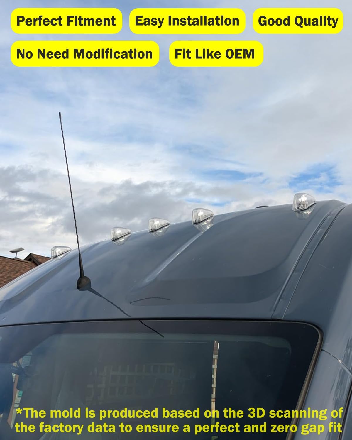 FASTCHE Cab Roof Top Marker Lights Clearance Running Lamps, Front Roof Marker Lights Compatible with 2014-2023 Dodge Ram ProMaster 1500 2500 3500 Replace 926-109 68232473AD (Clear Len,Yellow Light)