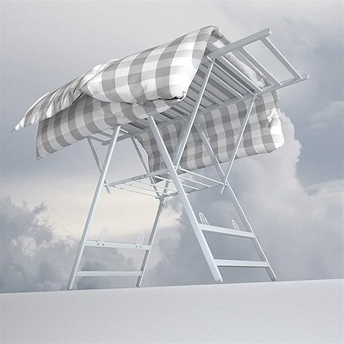 Miniatura 7 de Tendedero de ropa, estante de secado de ropa, estantes de secado plegables de aluminio de 2 niveles para lavandería, soporte de lavandería plegable