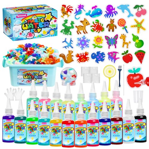 Qmnxvcsd Magic Water Elf Toy Kit, DIY Aqua Fairy Water Gel Kit with 20 Colors Magic Gel & 24 Molds, Includes Storage Case & Display Bottle, Birthday Gifts Crafts DIY for Kids