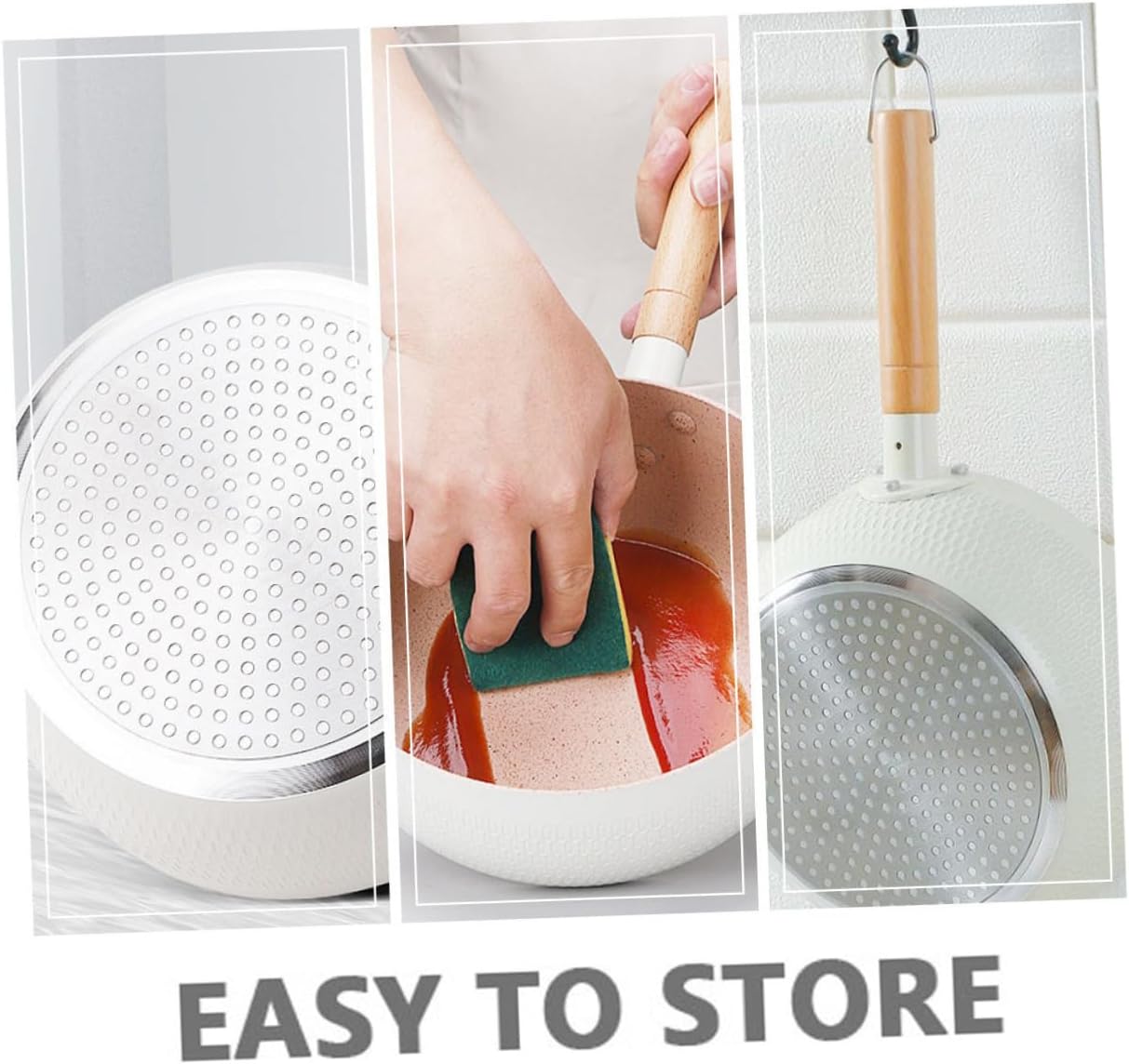 Zerodeko 1set Non-stick Multi-functional Heating Pot Creative Sauce Pan for Cooking Breakfast Heating and Food White Lid