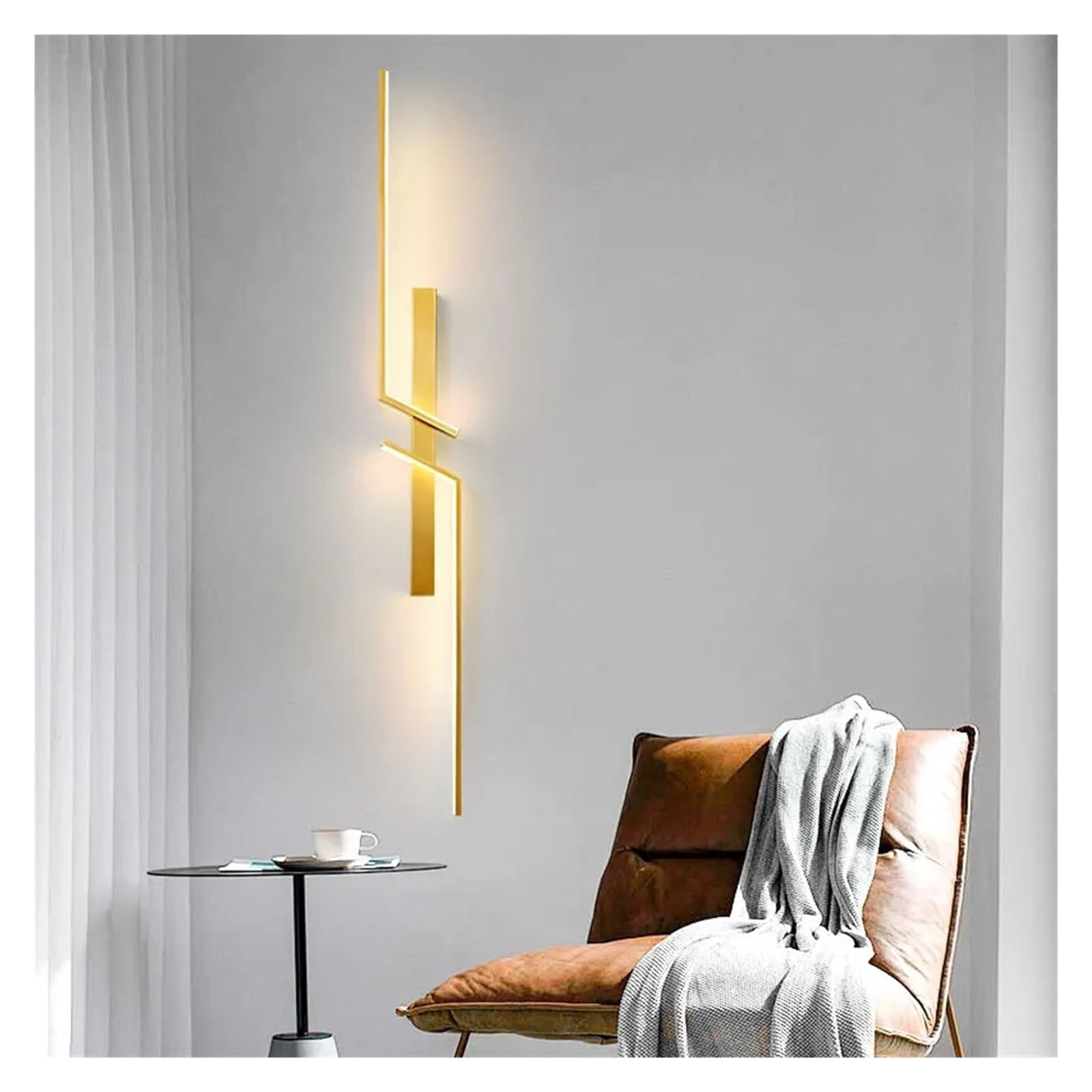 HPTHLY Nordic Indoor Led Wall Lights Bedroom Bedside Wall Sconce Interior Wall Lamp Black Gold,Simple (Gold-H60Cm)