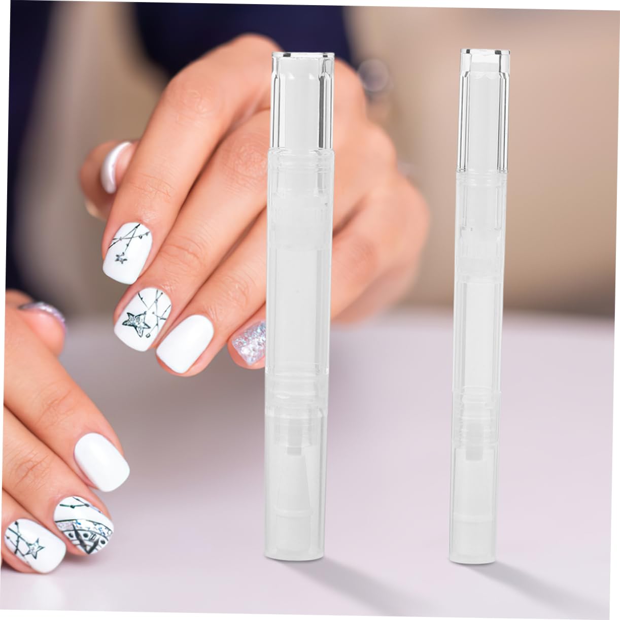 24pcs Nail Oil Applicators Empty Cuticle Oil Pens Brush Tip Transparent Containers for Nail Art and More Compact Portable Design