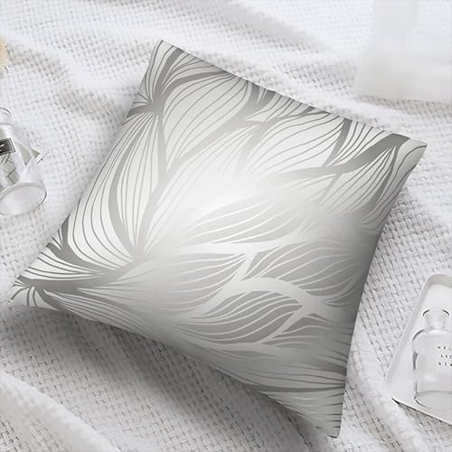 Miniatura 4 de NOSAWA Fundas de almohada de lujo retro con hojas plateadas con flores abstractas dibujadas a mano, fundas de almohada para decoración del hogar,