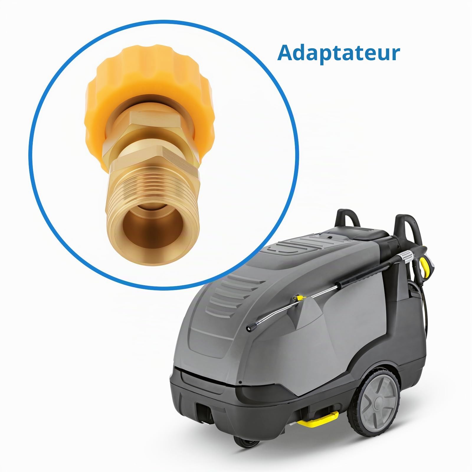 Adaptateur pour Nettoyeur Haute Pression TR22 IG Easy Lock Vers M22 AG Compatible avec Kärcher HD HDS Séries avec Filetage TR22 Easy!Lock