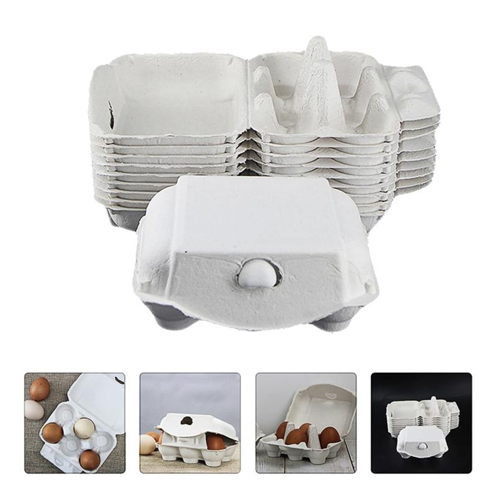 Compartimiento de Huevos para refrigerador Cartones de Huevos Almacenamiento de Papel Pollo para Bandeja Huevos Contenedor a Granel Caja Reutilizable