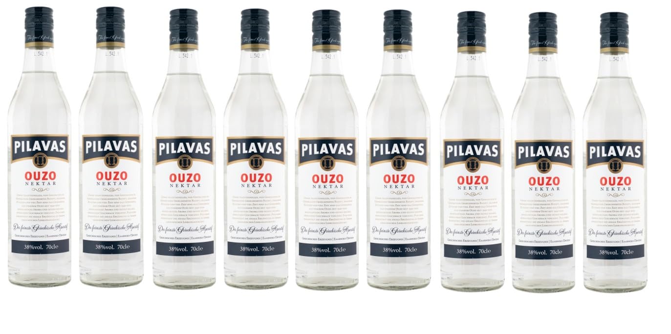 9 Flaschen Pilavas Ouzo Nektar 38% Vol. Griechenland + Space Riegel von Onlineshop Bormann