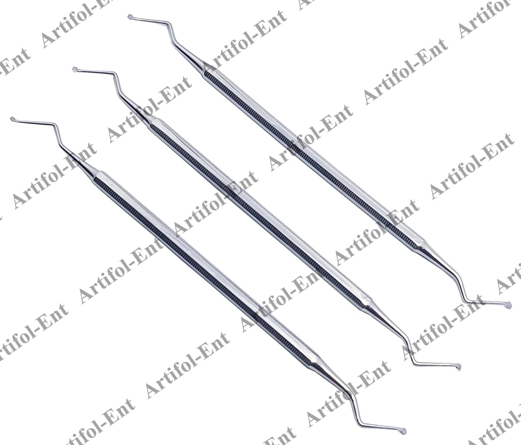 Dental Spoon Excavator Set – 3 Pcs Double-Ended 1.5 mm Tools, 17 cm Stainless Steel – Restorative Endodontic Filling Instruments #148510100